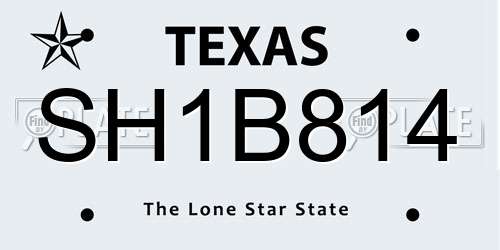 SH1B814 Texas License Plate