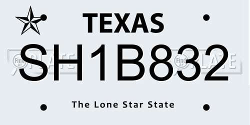 SH1B832 Texas License Plate