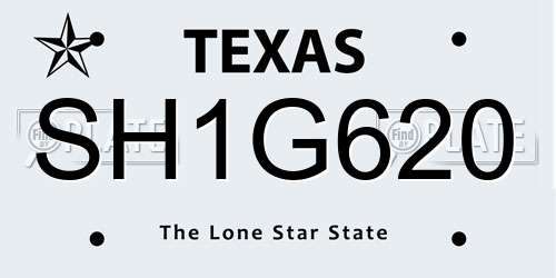 SH1G620 Texas License Plate