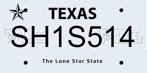 SH1S514 Texas License Plate