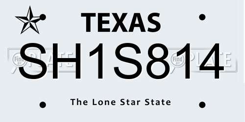 SH1S814 Texas License Plate