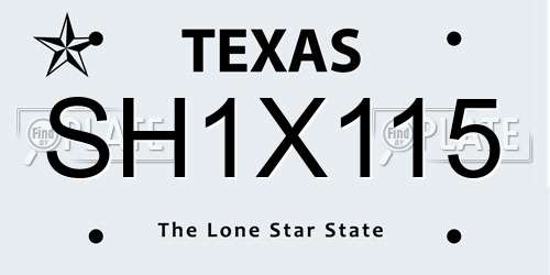 SH1X115 Texas License Plate