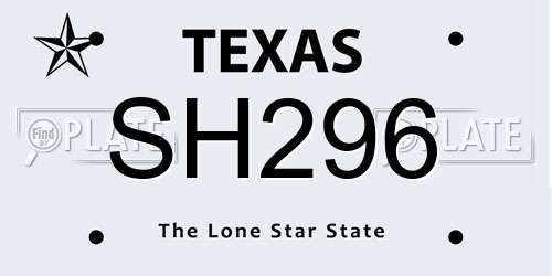 SH296 Texas License Plate