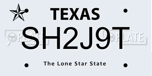 SH2J9T Texas License Plate