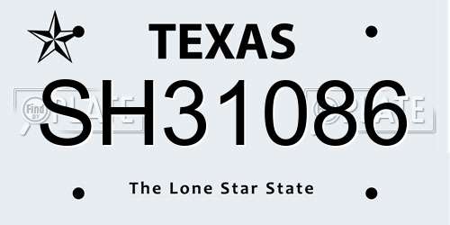 SH31086 Texas License Plate