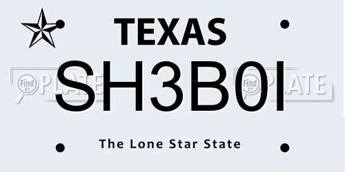 SH3B0I Texas License Plate