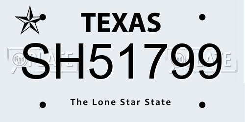SH51799 Texas License Plate