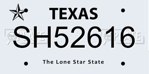 SH52616 Texas License Plate