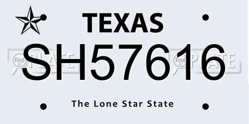 SH57616 Texas License Plate