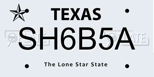 SH6B5A Texas License Plate