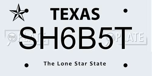 SH6B5T Texas License Plate