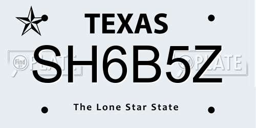 SH6B5Z Texas License Plate