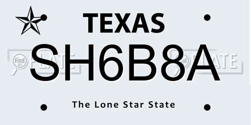 SH6B8A Texas License Plate