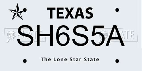 SH6S5A Texas License Plate