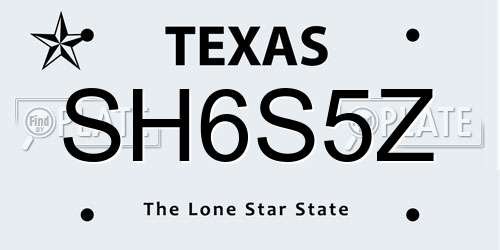 SH6S5Z Texas License Plate
