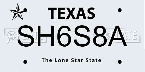 SH6S8A Texas License Plate