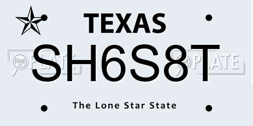 SH6S8T Texas License Plate