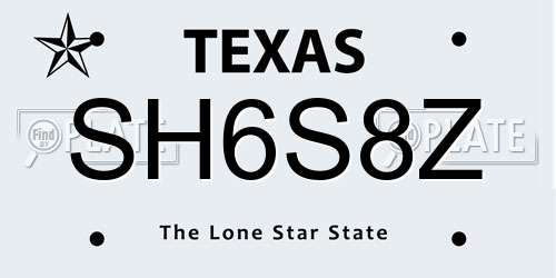 SH6S8Z Texas License Plate