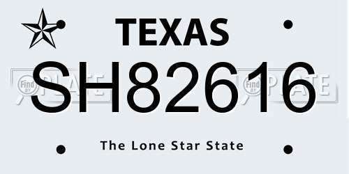 SH82616 Texas License Plate