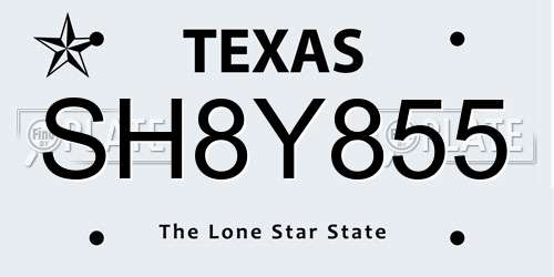 SH8Y855 Texas License Plate