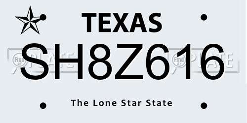 SH8Z616 Texas License Plate