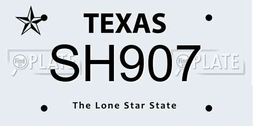 SH907 Texas License Plate