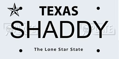 SHADDY Texas License Plate