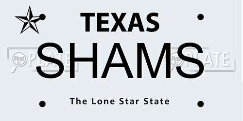 SHAMS Texas License Plate