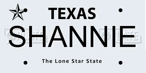 SHANNIE Texas License Plate