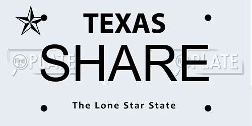 SHARE Texas License Plate