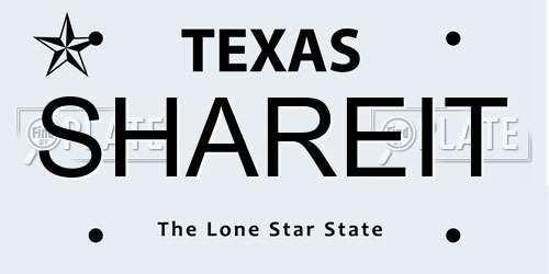 SHAREIT Texas License Plate