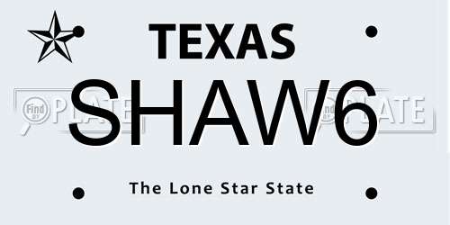 SHAW6 Texas License Plate