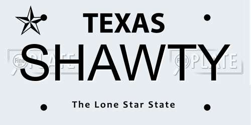 SHAWTY Texas License Plate