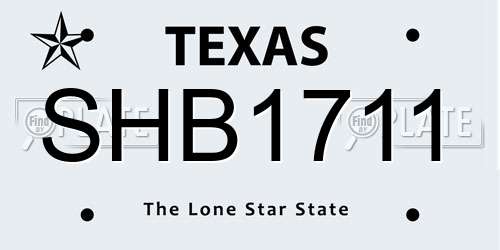 SHB1711 Texas License Plate