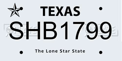 SHB1799 Texas License Plate