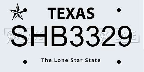 SHB3329 Texas License Plate