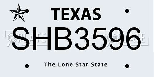 SHB3596 Texas License Plate