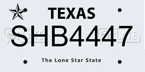 SHB4447 Texas License Plate