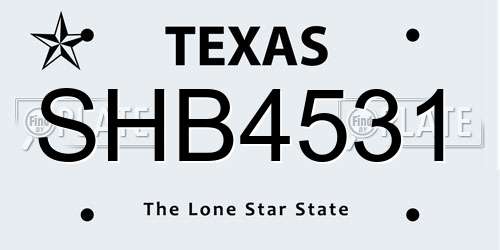 SHB4531 Texas License Plate