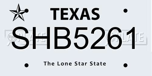 SHB5261 Texas License Plate