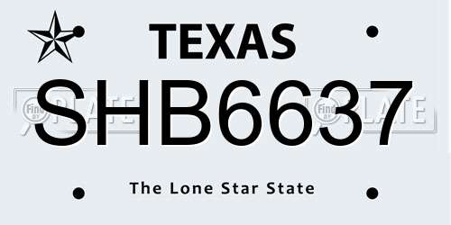 SHB6637 Texas License Plate