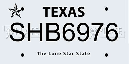 SHB6976 Texas License Plate