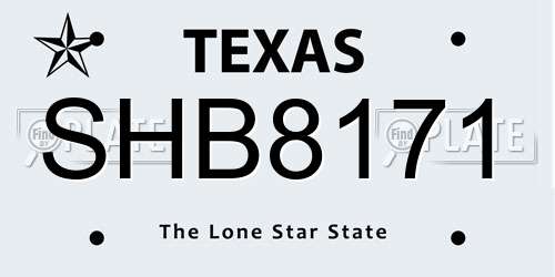SHB8171 Texas License Plate