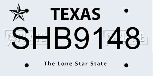 SHB9148 Texas License Plate