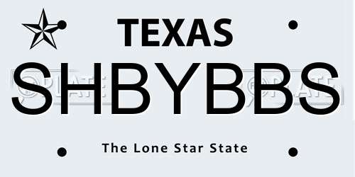 SHBYBBS Texas License Plate