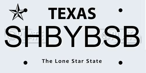 SHBYBSB Texas License Plate
