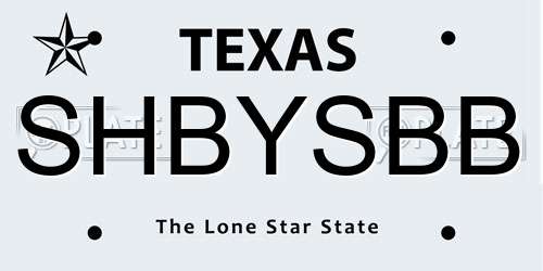SHBYSBB Texas License Plate