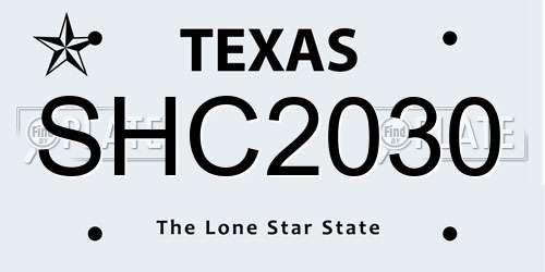 SHC2030 Texas License Plate