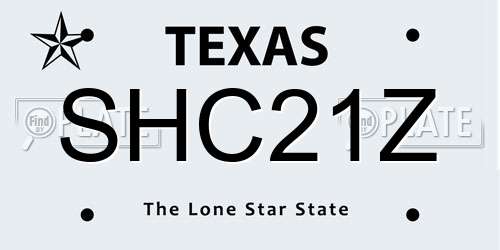 SHC21Z Texas License Plate