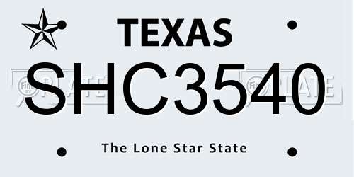 SHC3540 Texas License Plate